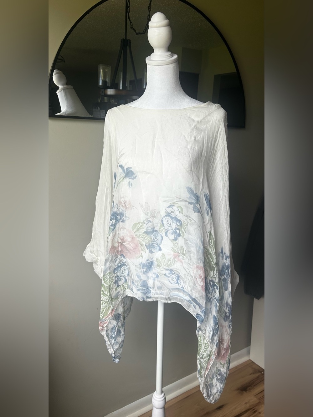 Elena Baldi Silk Floral Poncho Blouse size L